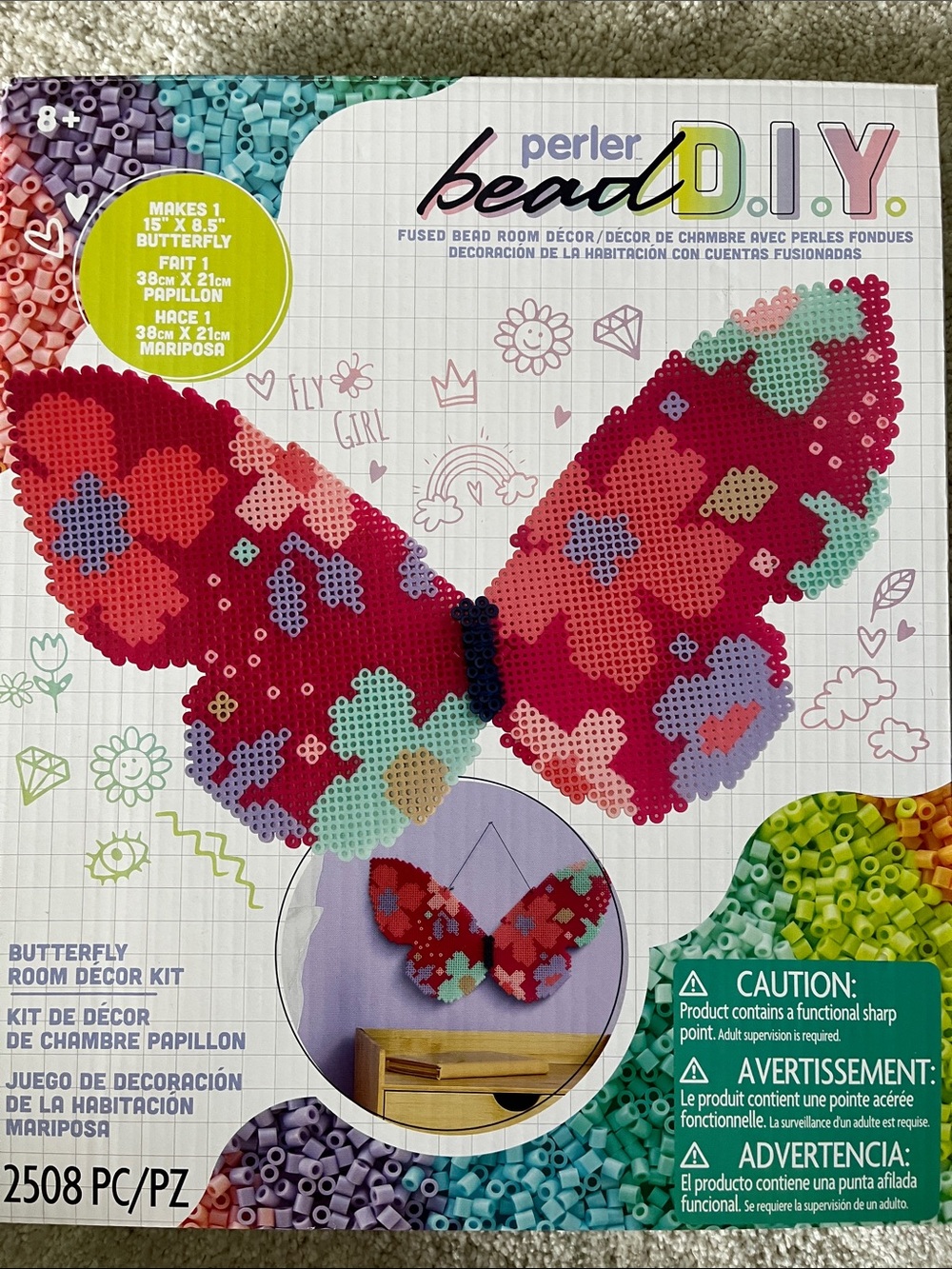 Bead D.I.Y. Kids Butterfly Room Decor Kit - Pink & Red